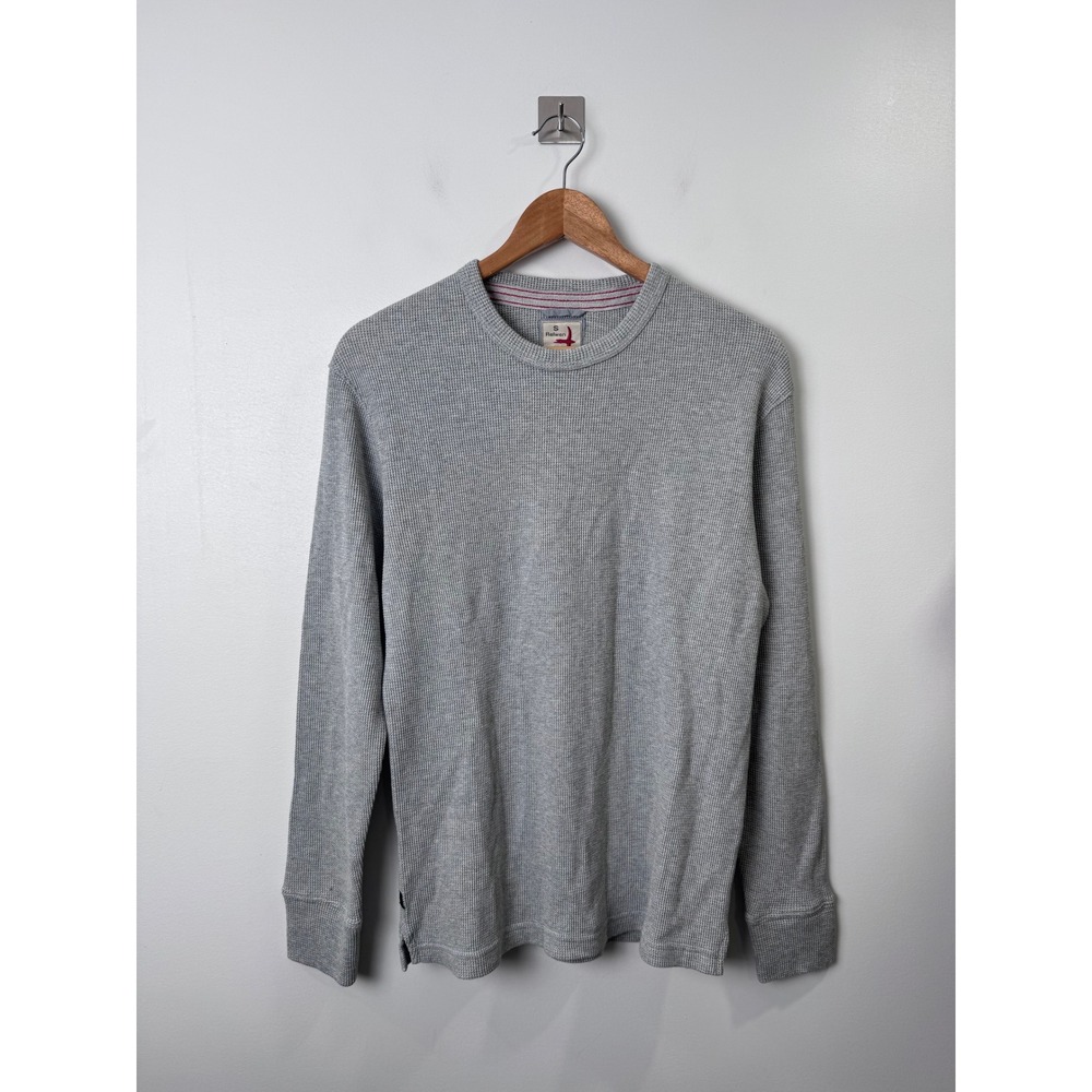 Relwen Men Gray Waffle Knit Thermal Long Sleeve Crewneck Shirt Size Small